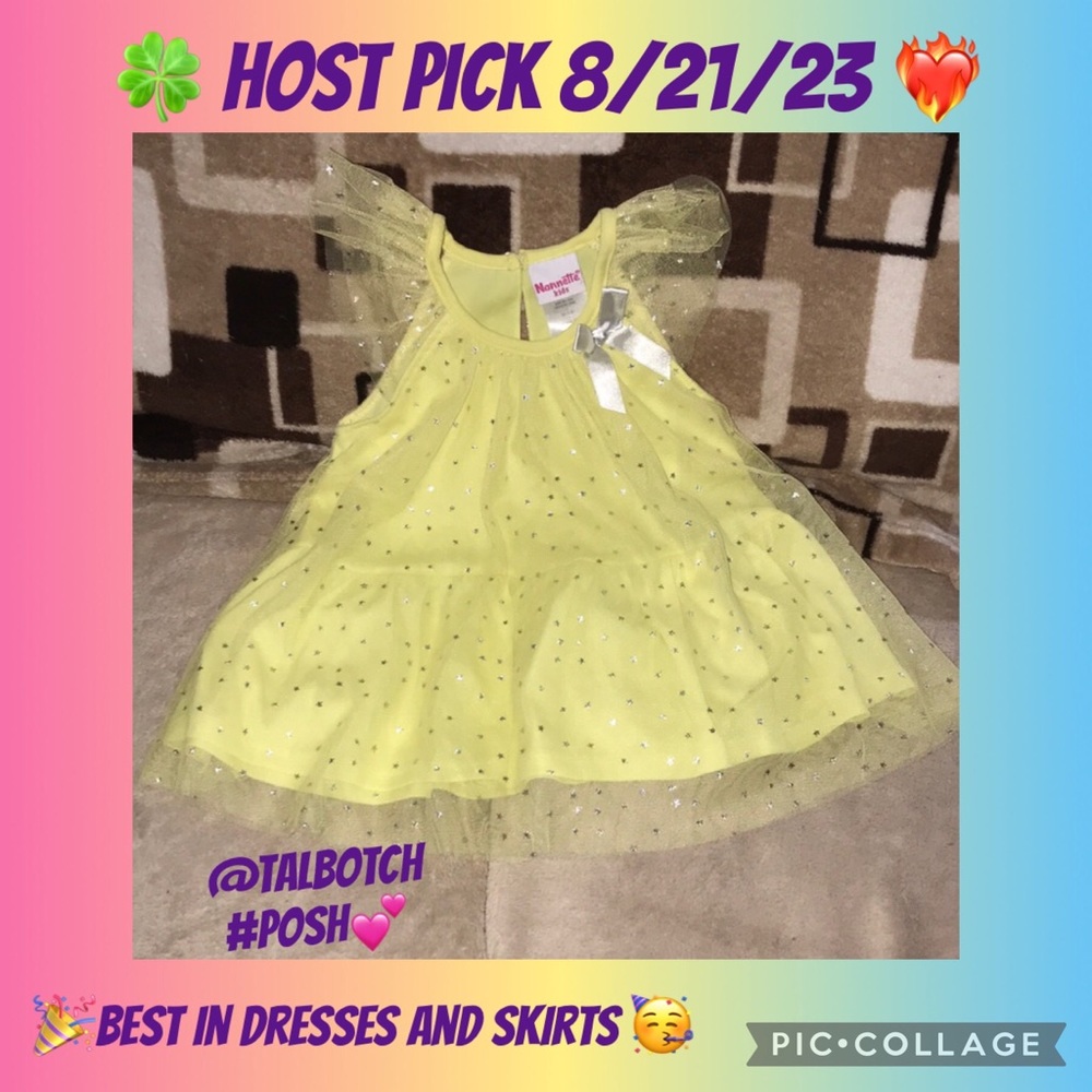 Nannette kids 4T yellow dress with silver stars 💗